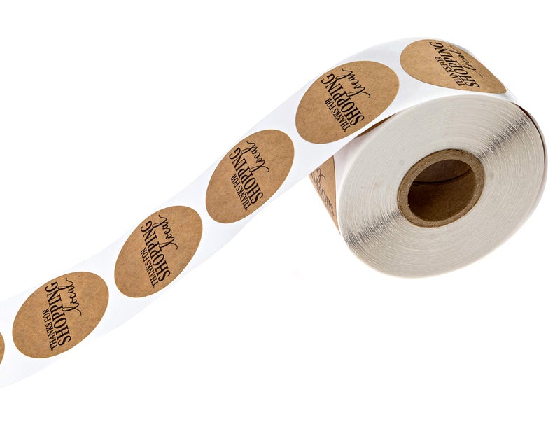 SBlabels 1.5" Round Kraft Thanks for Shopping Local Stickers / 500 Labels Per Roll - Image 3